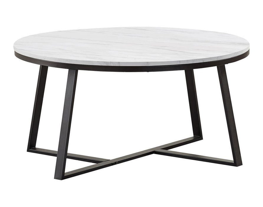 Hugo Round Coffee Table White and Matte Black - U&U Home Budget Furniture (Carteret, NJ)