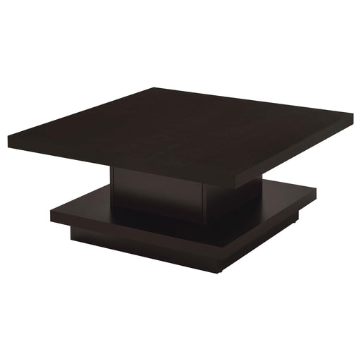 Reston Pedestal Square Coffee Table Cappuccino - U&U Home Budget Furniture (Carteret, NJ)