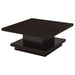 Reston Pedestal Square Coffee Table Cappuccino - U&U Home Budget Furniture (Carteret, NJ)