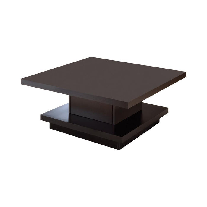 Reston Pedestal Square Coffee Table Cappuccino - U&U Home Budget Furniture (Carteret, NJ)