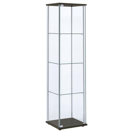 Bellatrix Rectangular 4-shelf Curio Cabinet Cappuccino and Clear - U&U Home Budget Furniture (Carteret, NJ)