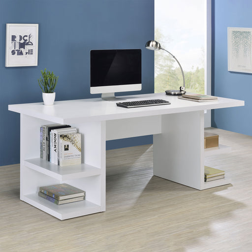 Alice Writing Desk White with Open Shelves - U&U Home Budget Furniture (Carteret, NJ)