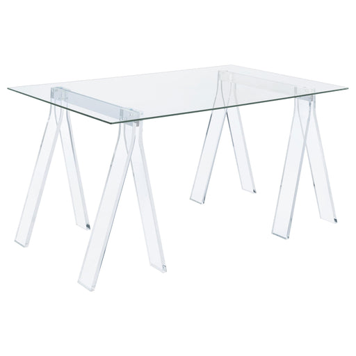 Amaturo Writing Desk with Glass Top Clear - U&U Home Budget Furniture (Carteret, NJ)