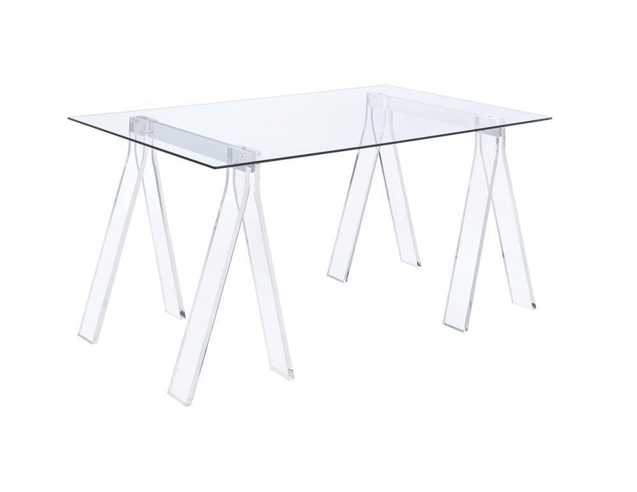 Amaturo Writing Desk with Glass Top Clear - U&U Home Budget Furniture (Carteret, NJ)