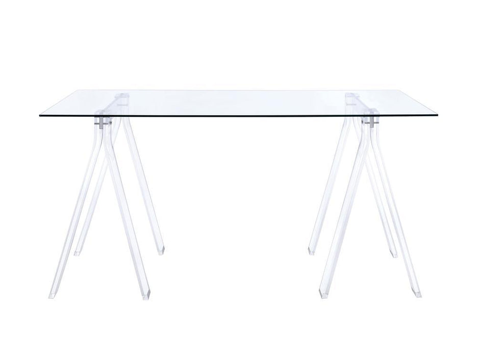Amaturo Writing Desk with Glass Top Clear - U&U Home Budget Furniture (Carteret, NJ)