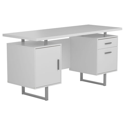 Lawtey Floating Top Office Desk White Gloss - U&U Home Budget Furniture (Carteret, NJ)