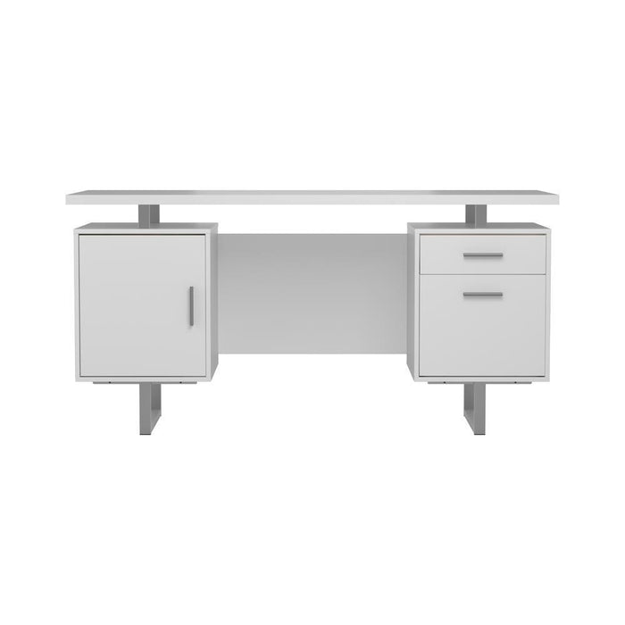 Lawtey Floating Top Office Desk White Gloss - U&U Home Budget Furniture (Carteret, NJ)