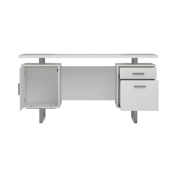 Lawtey Floating Top Office Desk White Gloss - U&U Home Budget Furniture (Carteret, NJ)