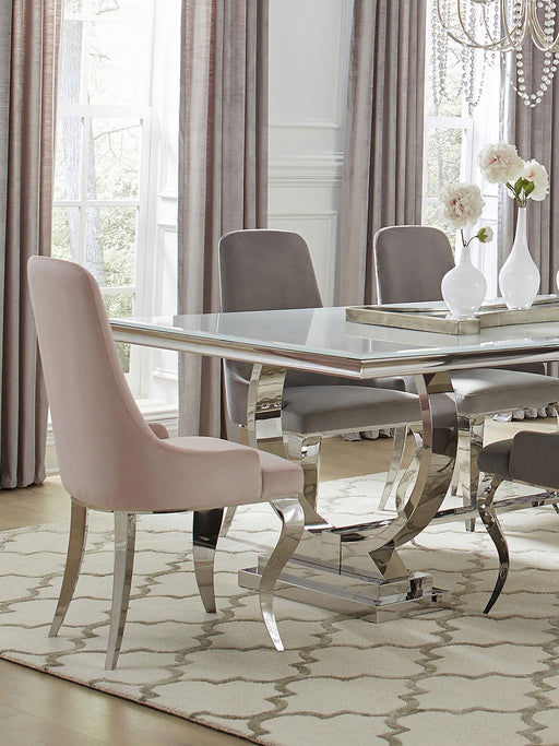 Antoine Upholstered Demi Arm Dining Side Chairs (Set of 2) - U&U Home Budget Furniture (Carteret, NJ)
