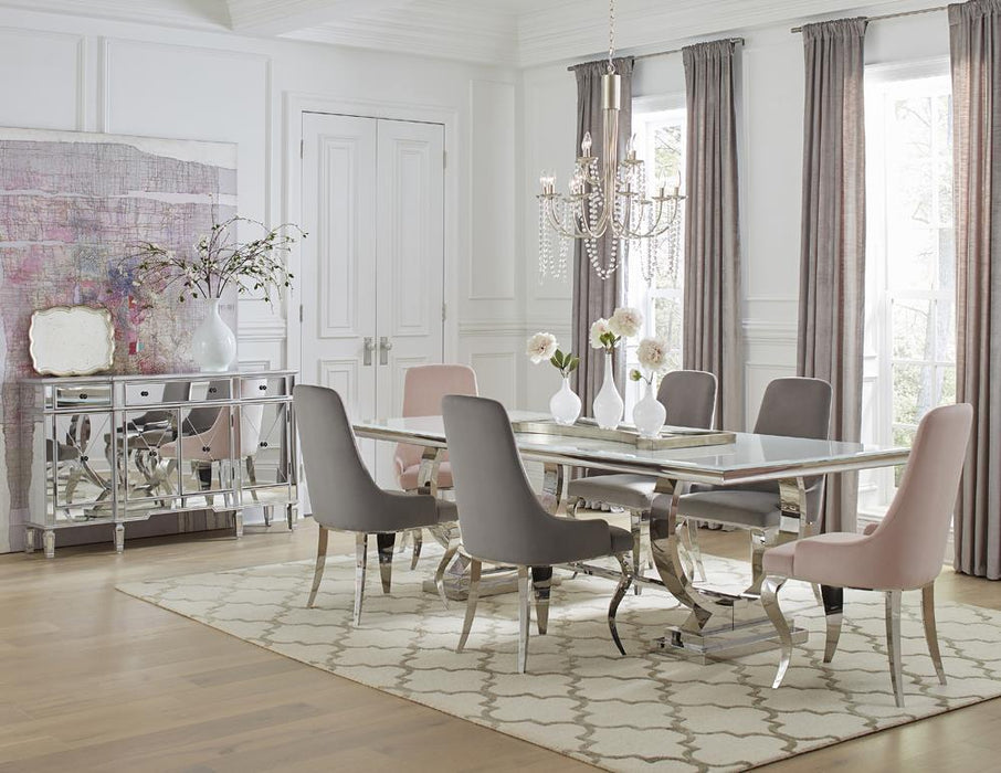 Antoine Upholstered Demi Arm Dining Side Chairs (Set of 2) - U&U Home Budget Furniture (Carteret, NJ)