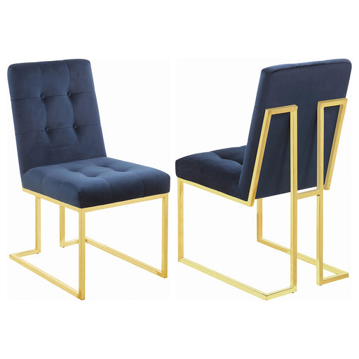 Cisco Tufted Back Side Chairs Ink Blue (Set of 2) - U&U Home Budget Furniture (Carteret, NJ)
