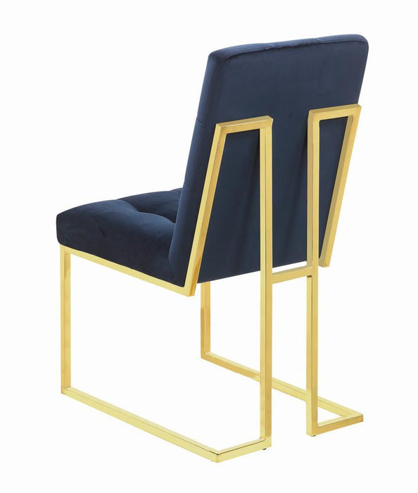 Cisco Tufted Back Side Chairs Ink Blue (Set of 2) - U&U Home Budget Furniture (Carteret, NJ)