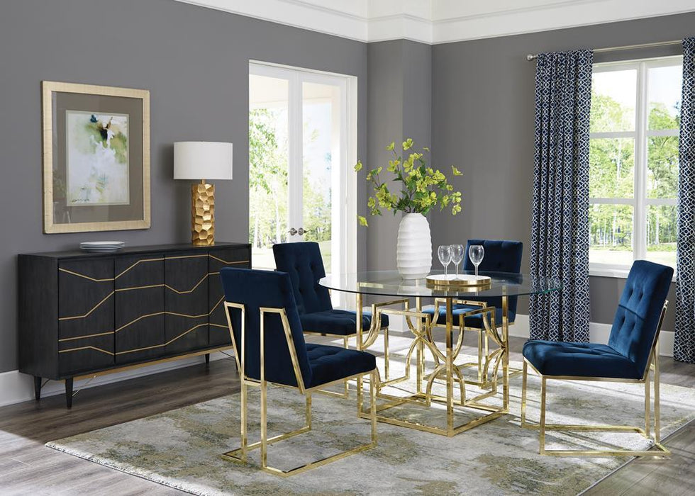 Cisco Tufted Back Side Chairs Ink Blue (Set of 2) - U&U Home Budget Furniture (Carteret, NJ)
