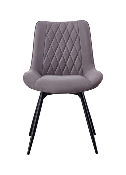 Diggs Upholstered Tufted Swivel Dining Chairs Grey and Gunmetal (Set of 2) - U&U Home Budget Furniture (Carteret, NJ)