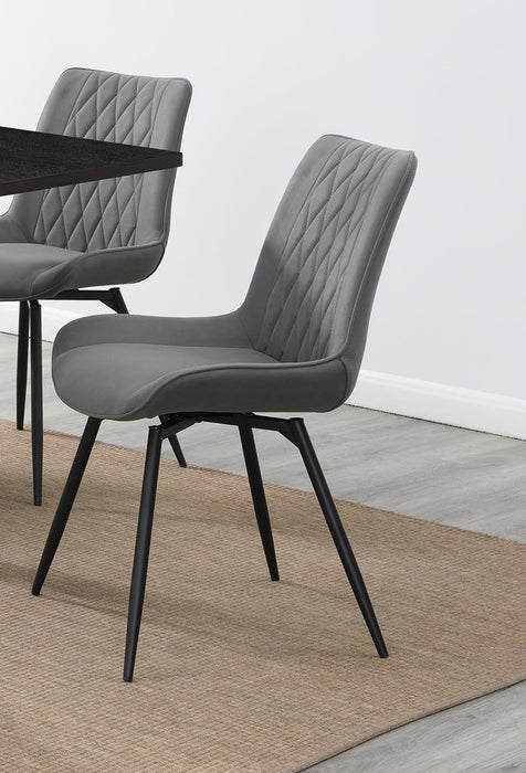 Diggs Upholstered Tufted Swivel Dining Chairs Grey and Gunmetal (Set of 2) - U&U Home Budget Furniture (Carteret, NJ)