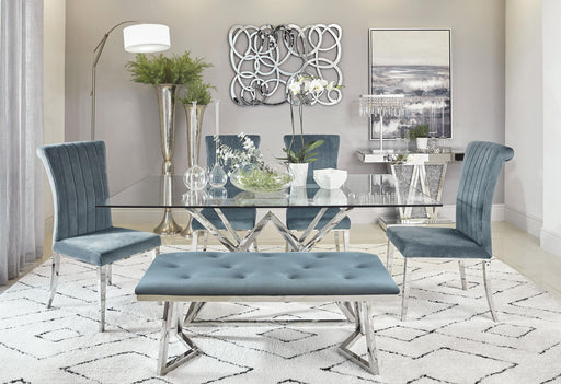 Beaufort 6-piece Dining Set Dark Grey and Chrome - U&U Home Budget Furniture (Carteret, NJ)