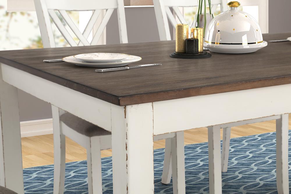 Fortress 7-piece Dining Set Chestnut and Vintage White - U&U Home Budget Furniture (Carteret, NJ)