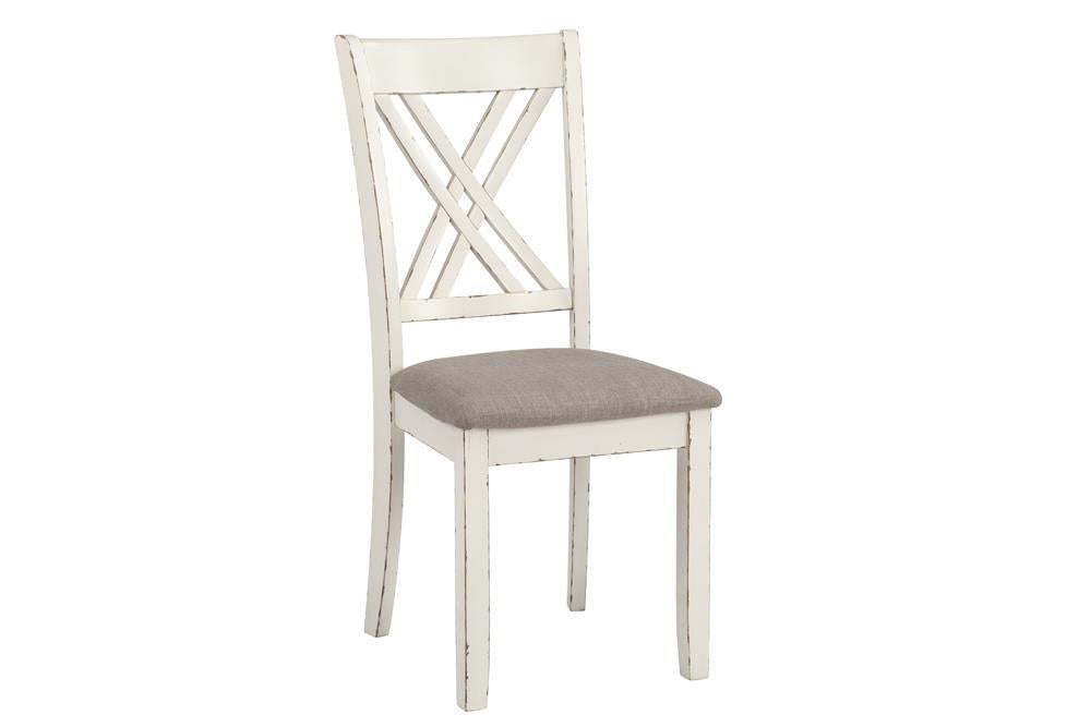 Fortress 7-piece Dining Set Chestnut and Vintage White - U&U Home Budget Furniture (Carteret, NJ)