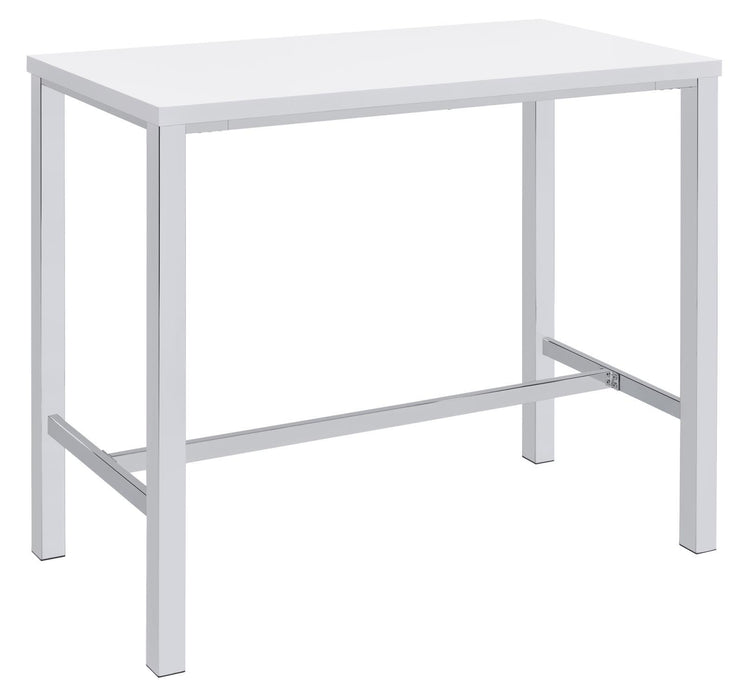 Natividad 5-piece Bar Set White High Gloss and Chrome - U&U Home Budget Furniture (Carteret, NJ)