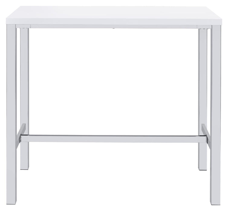 Natividad 5-piece Bar Set White High Gloss and Chrome - U&U Home Budget Furniture (Carteret, NJ)