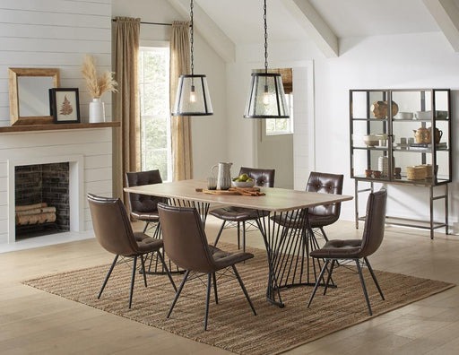 Altus Swirl Base Dining Table Natural Oak and Gunmetal - U&U Home Budget Furniture (Carteret, NJ)