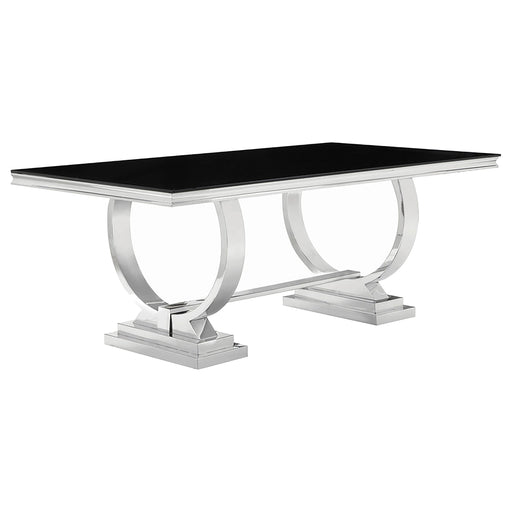 Antoine Rectangular Dining Table Chrome and Black - U&U Home Budget Furniture (Carteret, NJ)