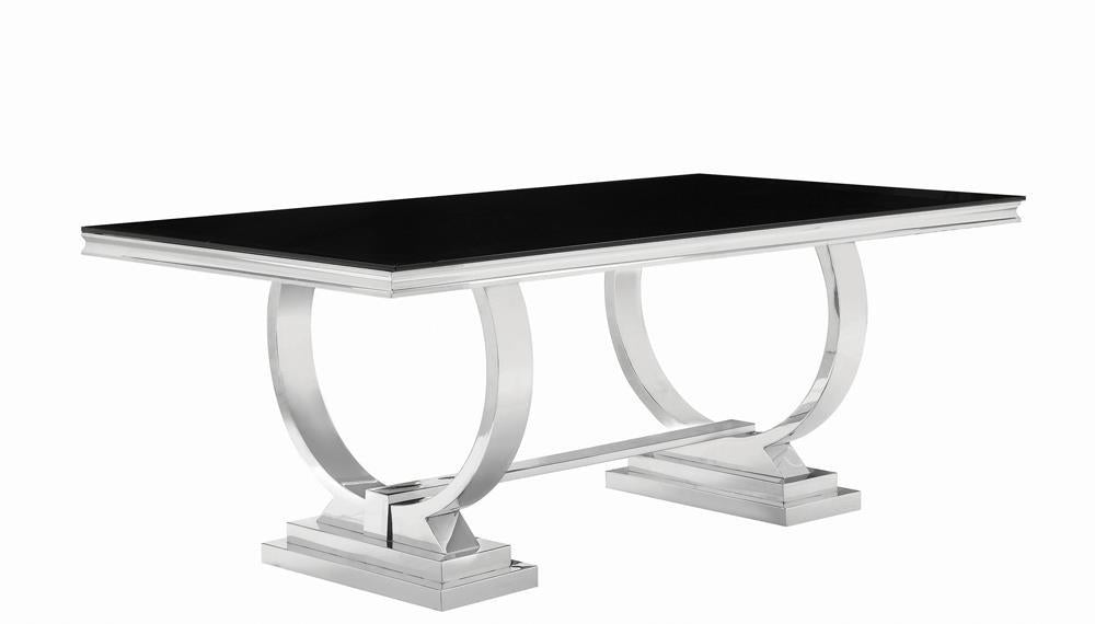 Antoine Rectangular Dining Table Chrome and Black - U&U Home Budget Furniture (Carteret, NJ)