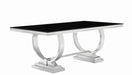 Antoine Rectangular Dining Table Chrome and Black - U&U Home Budget Furniture (Carteret, NJ)