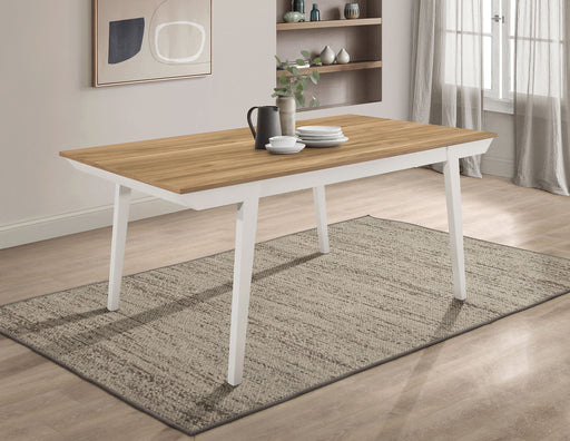 Anwar Rectangular Wood Dining Table Natural Acacia and Off White - U&U Home Budget Furniture (Carteret, NJ)