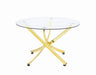 Beckham Round Dining Table Brass and Clear - U&U Home Budget Furniture (Carteret, NJ)