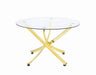 Beckham Round Dining Table Brass and Clear - U&U Home Budget Furniture (Carteret, NJ)