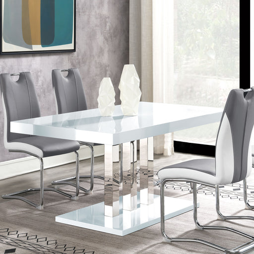 Brooklyn Rectangular Dining Table White High Gloss and Chrome - U&U Home Budget Furniture (Carteret, NJ)