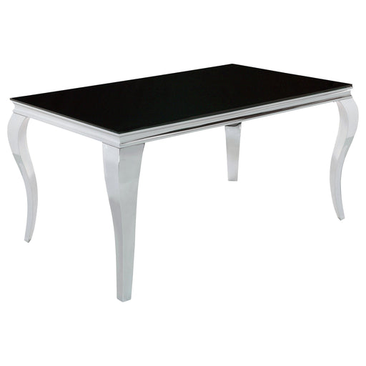 Carone Rectangular Dining Table Chrome and Black - U&U Home Budget Furniture (Carteret, NJ)