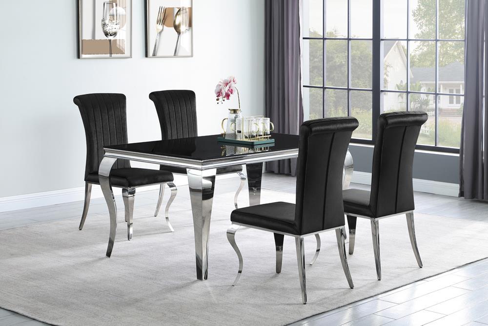 Carone Rectangular Dining Table Chrome and Black - U&U Home Budget Furniture (Carteret, NJ)