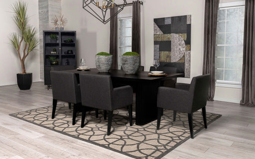 Catherine Rectangular Double Pedestal Dining Table Black - U&U Home Budget Furniture (Carteret, NJ)