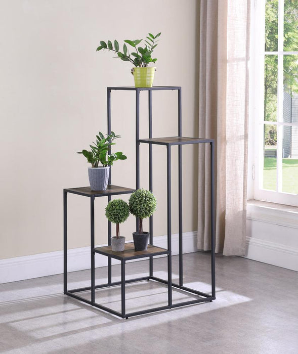 Rito 4-tier Display Shelf Rustic Brown and Black - U&U Home Budget Furniture (Carteret, NJ)