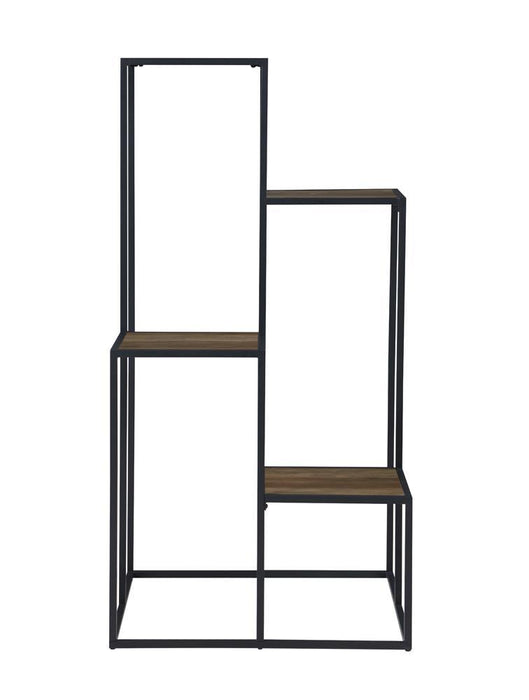Rito 4-tier Display Shelf Rustic Brown and Black - U&U Home Budget Furniture (Carteret, NJ)