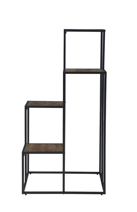 Rito 4-tier Display Shelf Rustic Brown and Black - U&U Home Budget Furniture (Carteret, NJ)