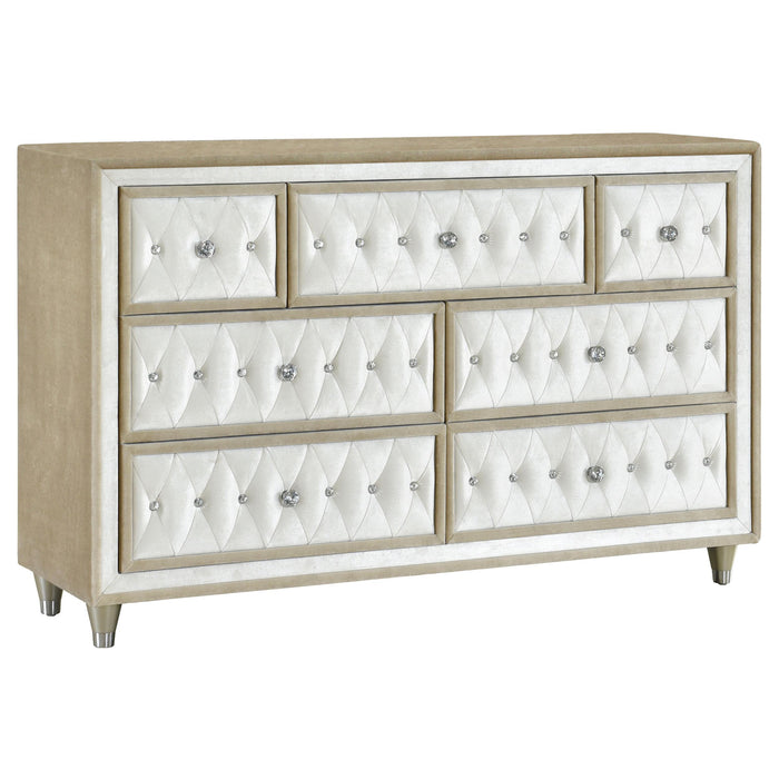 Antonella 7-drawer Upholstered Dresser Ivory and Camel - U&U Home Budget Furniture (Carteret, NJ)