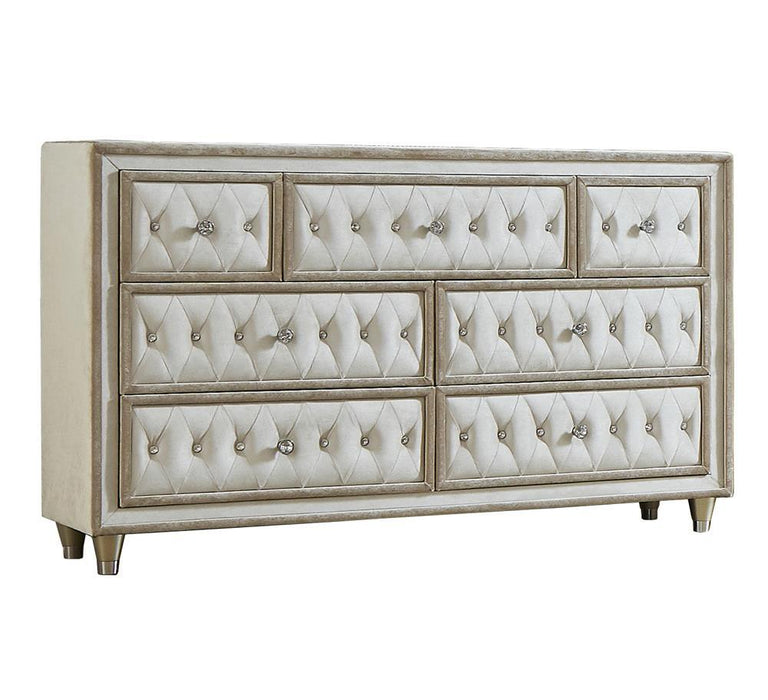 Antonella 7-drawer Upholstered Dresser Ivory and Camel - U&U Home Budget Furniture (Carteret, NJ)