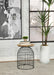 Bernardo Round Accent Table with Bird Cage Base Natural and Gunmetal - U&U Home Budget Furniture (Carteret, NJ)