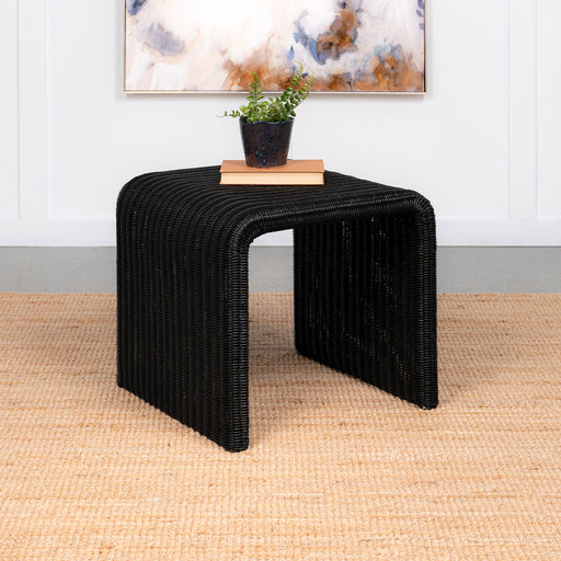 Cahya Woven Rattan Sqaure End Table Black - U&U Home Budget Furniture (Carteret, NJ)