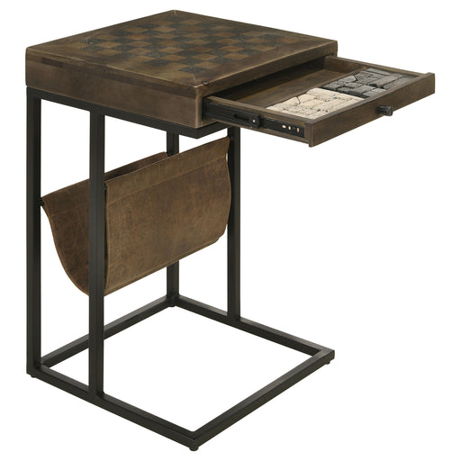 Chessie 1-drawer Square Side Table With Leatherette Sling Tobacco and Black - U&U Home Budget Furniture (Carteret, NJ)