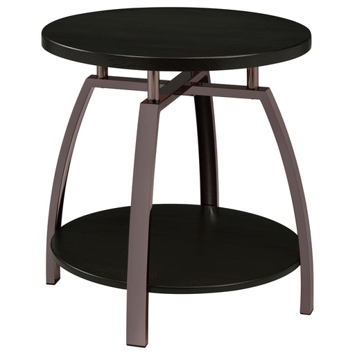 Dacre Round End Table Dark Grey and Black Nickel - U&U Home Budget Furniture (Carteret, NJ)