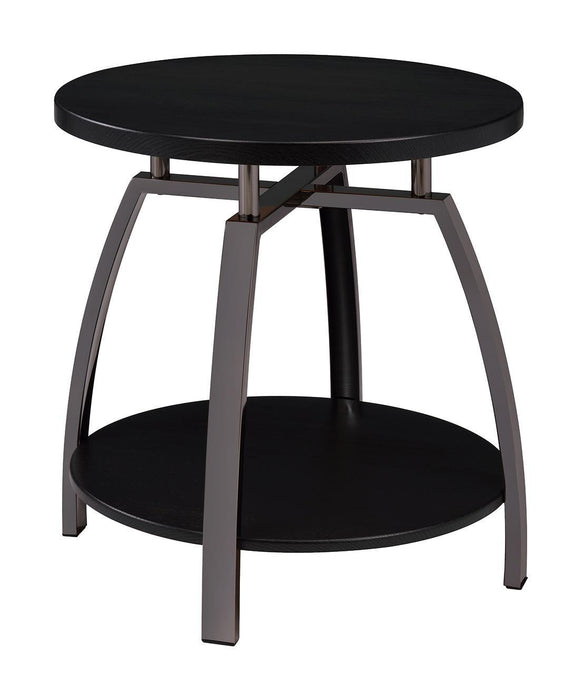 Dacre Round End Table Dark Grey and Black Nickel - U&U Home Budget Furniture (Carteret, NJ)