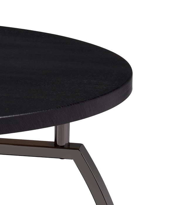 Dacre Round End Table Dark Grey and Black Nickel - U&U Home Budget Furniture (Carteret, NJ)
