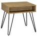 Fanning Square End Table with Open Compartment Golden Oak and Black - U&U Home Budget Furniture (Carteret, NJ)