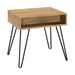 Fanning Square End Table with Open Compartment Golden Oak and Black - U&U Home Budget Furniture (Carteret, NJ)