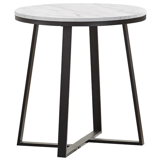 Hugo Metal Base Round End Table White and Matte Black - U&U Home Budget Furniture (Carteret, NJ)