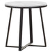 Hugo Metal Base Round End Table White and Matte Black - U&U Home Budget Furniture (Carteret, NJ)